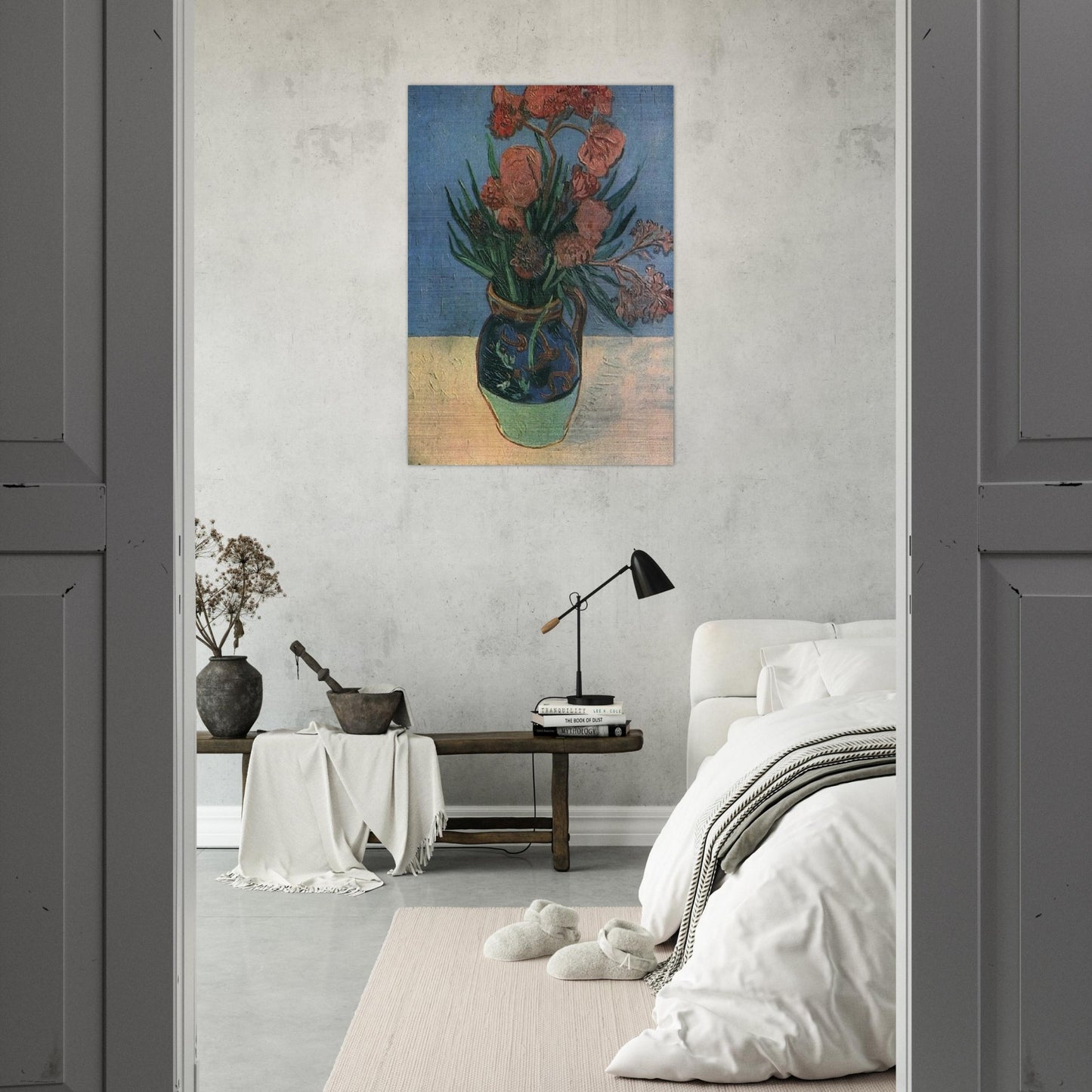 Still Life Vase with Oleanders - Vincent van Gogh Brushed Aluminum Print - 70x100 cm / 28x40 inches | Vincent van Gogh Aluminum Print | Vincent van Gogh Prints