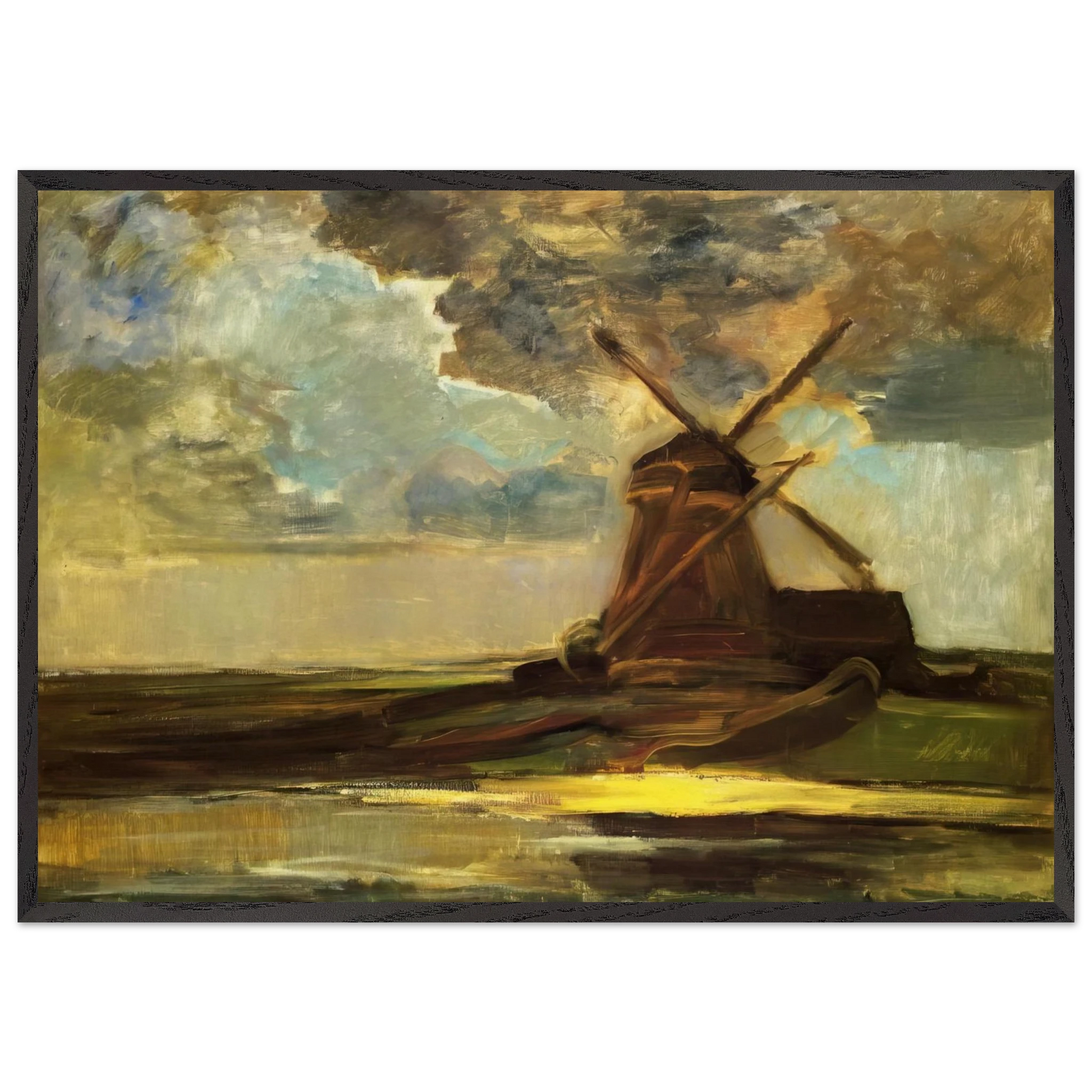 Windmill in the Gein - Piet Mondrian Framed Art Print – Black Wooden Frame - Default Title - -Framed Art Print