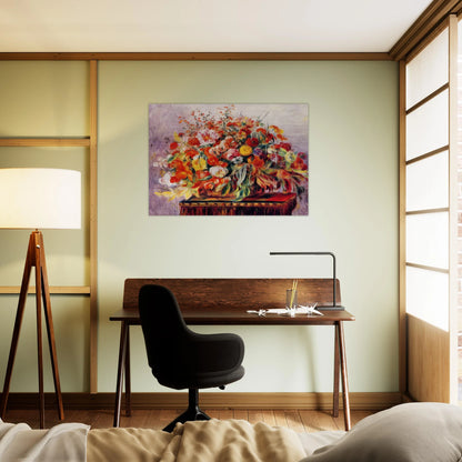 Basket of Flowers - Pierre-Auguste Renoir Brushed Aluminum Print - 70x100 cm / 28x40 inches | Pierre-Auguste Renoir Aluminum Print | Pierre-Auguste Renoir Prints