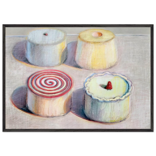 Four Cakes - 1996 - Wayne Thiebaud Framed Art Print – Black Wooden Frame - Default Title - -Framed Art Print