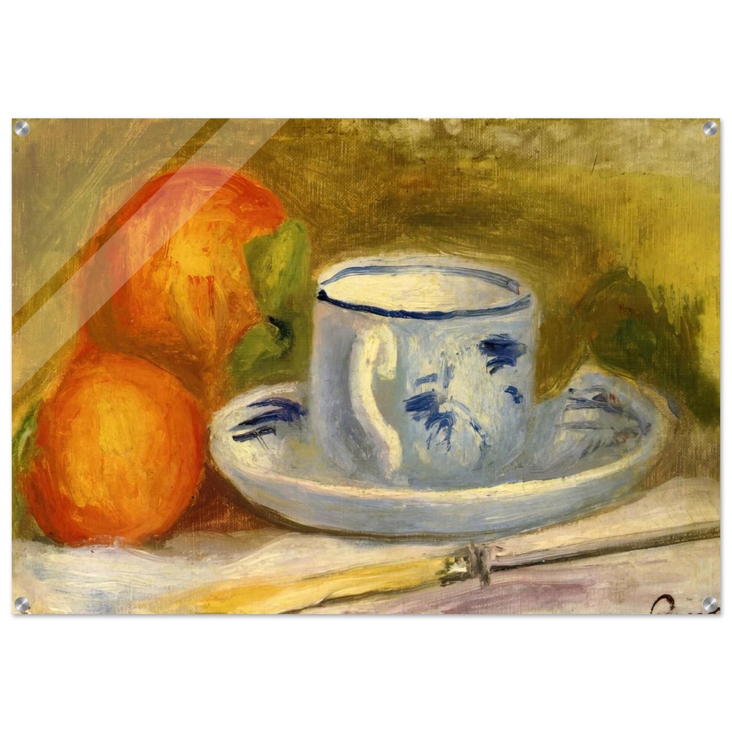 Cup and Oranges - Pierre-Auguste Renoir Acrylic Print - 70x100 cm / 28x40″ inches