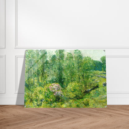 Spring Landscape with a Farmer and White Horse - Childe Hassam Acrylic Print - 70x100 cm / 28x40″ inches | Childe Hassam Wall Art | Childe Hassam Prints
