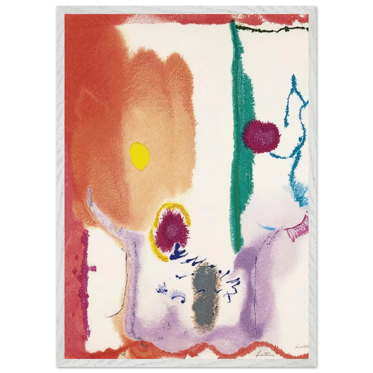 Helen Frankenthaler - Beginnings - 2002 Wall art - 15x20 cm / 6x8 inches - Premium Wooden Framed Poster With Fine Art Paper - White frame