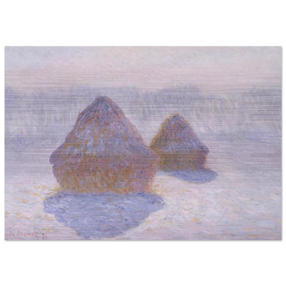 Haystacks Effect of Snow and Sun - claude monet Brushed Aluminum Print - 70x100 cm / 28x40 inches | claude monet Aluminum Print | claude monet Prints