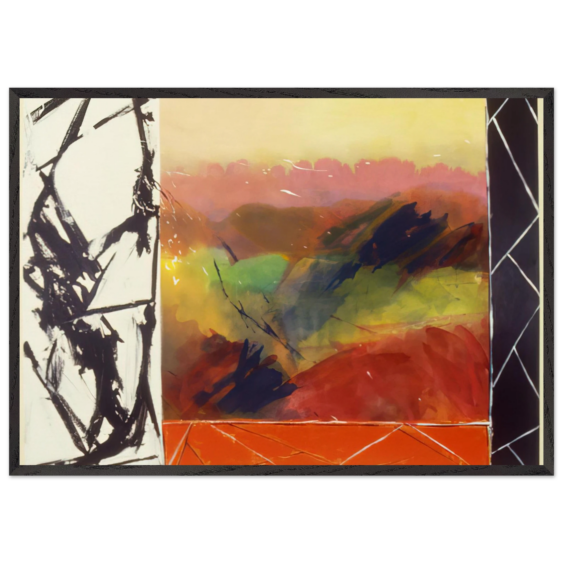 Railroad Gate - 1989 - Ronnie Landfield Framed Art Print – Black Wooden Frame - Default Title - -Framed Art Print