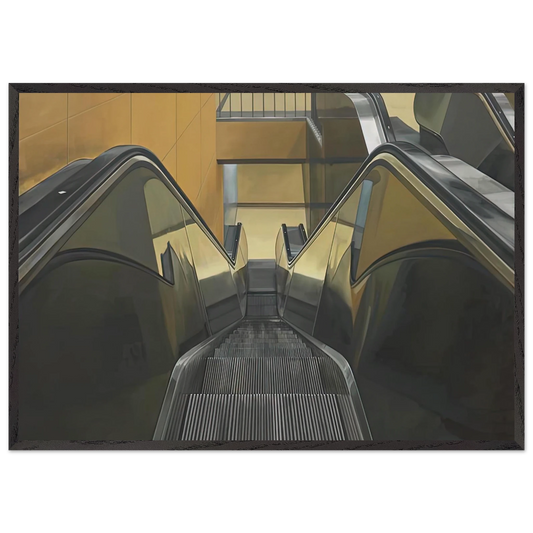 ESCALATOR 1970 - Richard Estes Framed Art Print – Black Wooden Frame - Default Title - -Framed Art Print