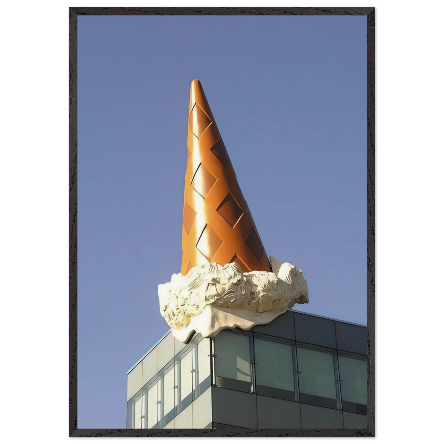 DROPPED CONE COLLABORATION WITH VAN BRUGGEN 2001 - Claes Oldenburg Framed Art Print – Black Wooden Frame - Default Title - -Framed Art Print