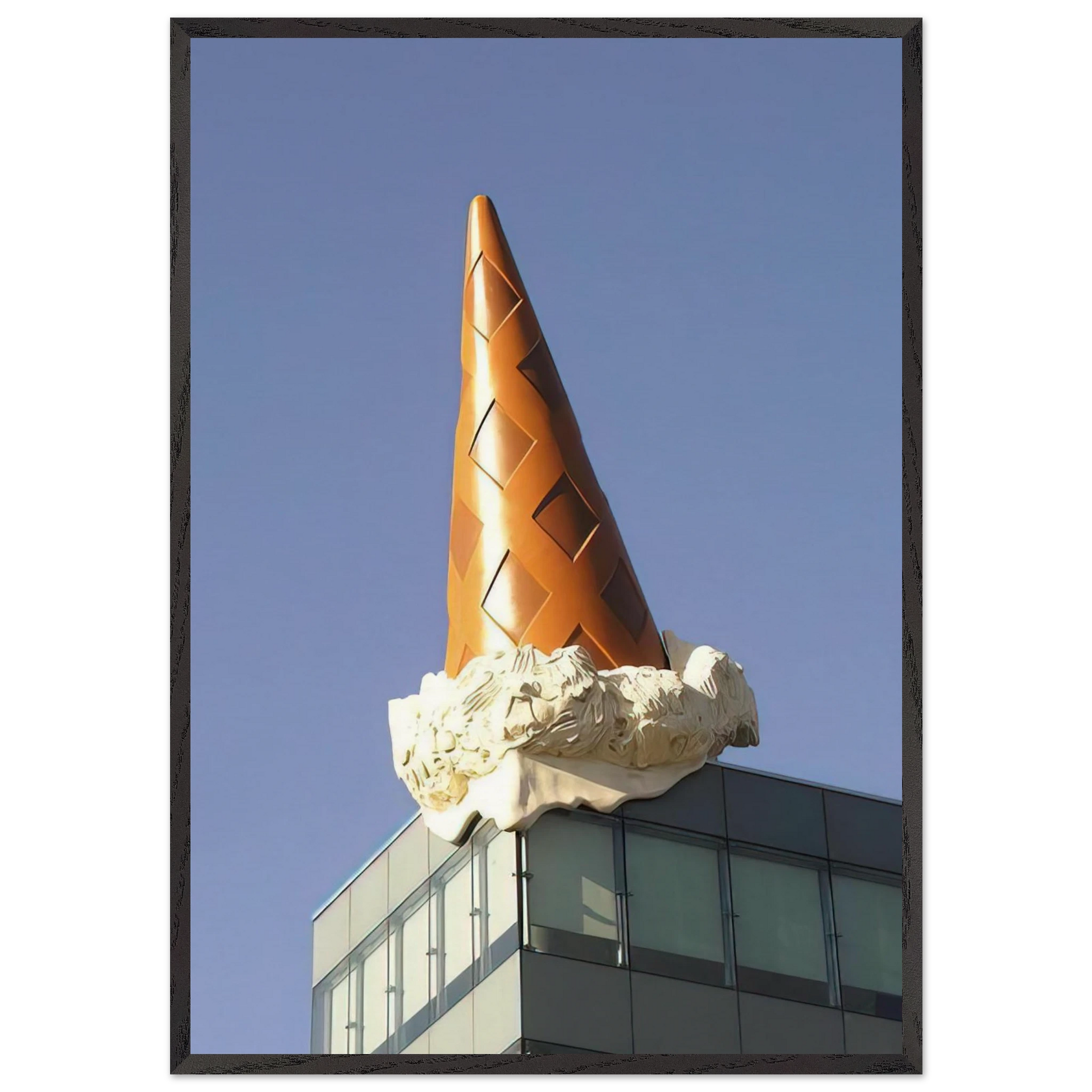 DROPPED CONE COLLABORATION WITH VAN BRUGGEN 2001 - Claes Oldenburg Framed Art Print – Black Wooden Frame - Default Title - -Framed Art Print