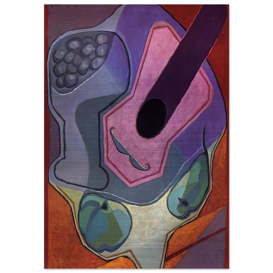 VIOLIN WITH FRUIT 1924 - Juan Gris Brushed Aluminum Print - 70x100 cm / 28x40 inches | Juan Gris Aluminum Print | Juan Gris Prints