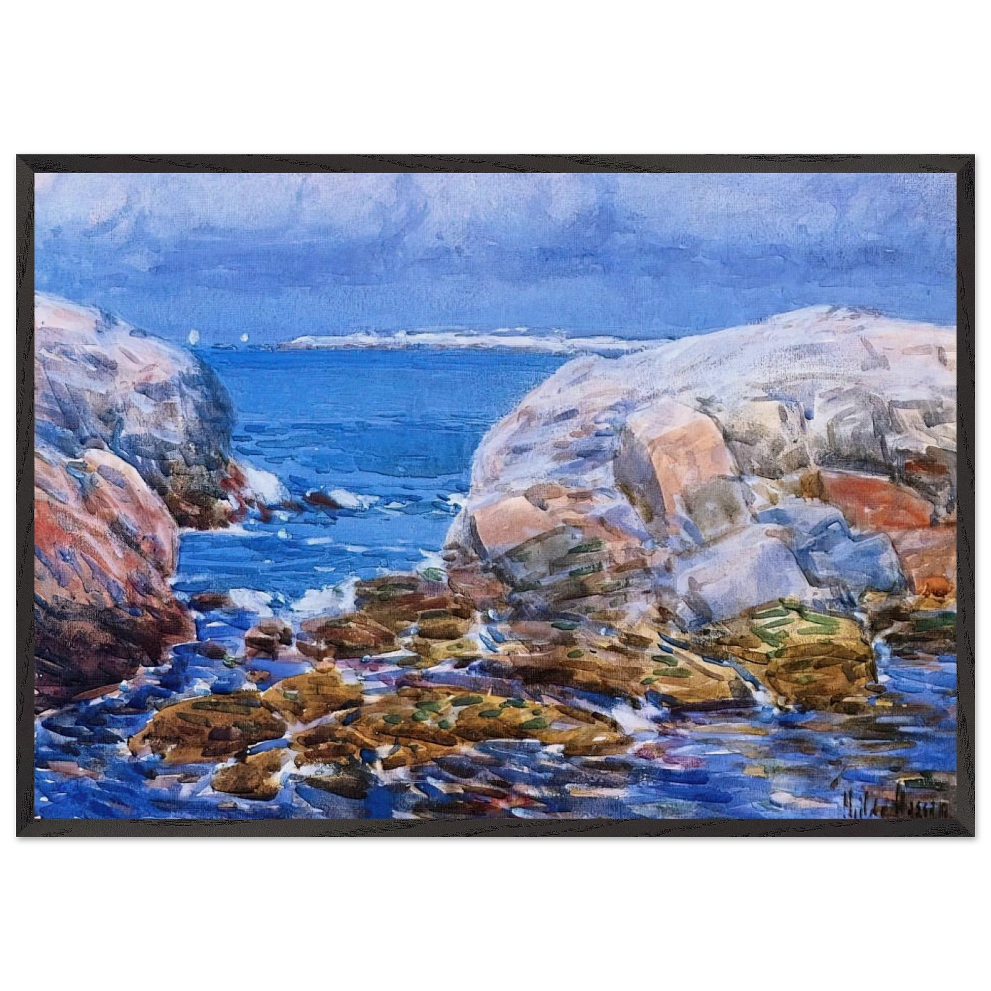 Duck Island Isles of Shoals - Childe Hassam Framed Art Print – Black Wooden Frame - Default Title - -Framed Art Print