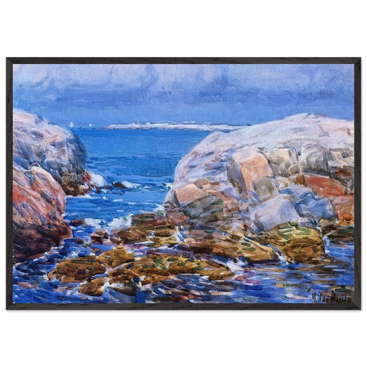 Duck Island Isles of Shoals - Childe Hassam Framed Art Print – Black Wooden Frame - Default Title - -Framed Art Print
