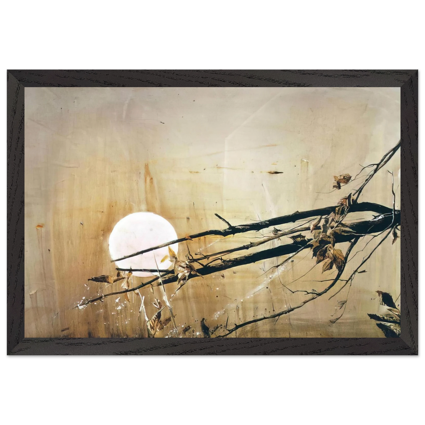 Andrew Wyeth - FULL MOON 1980 Wall Art - 21x29.7 cm / 8x12" - Premium Wooden Framed Poster With Fine Art Paper - Wood frame