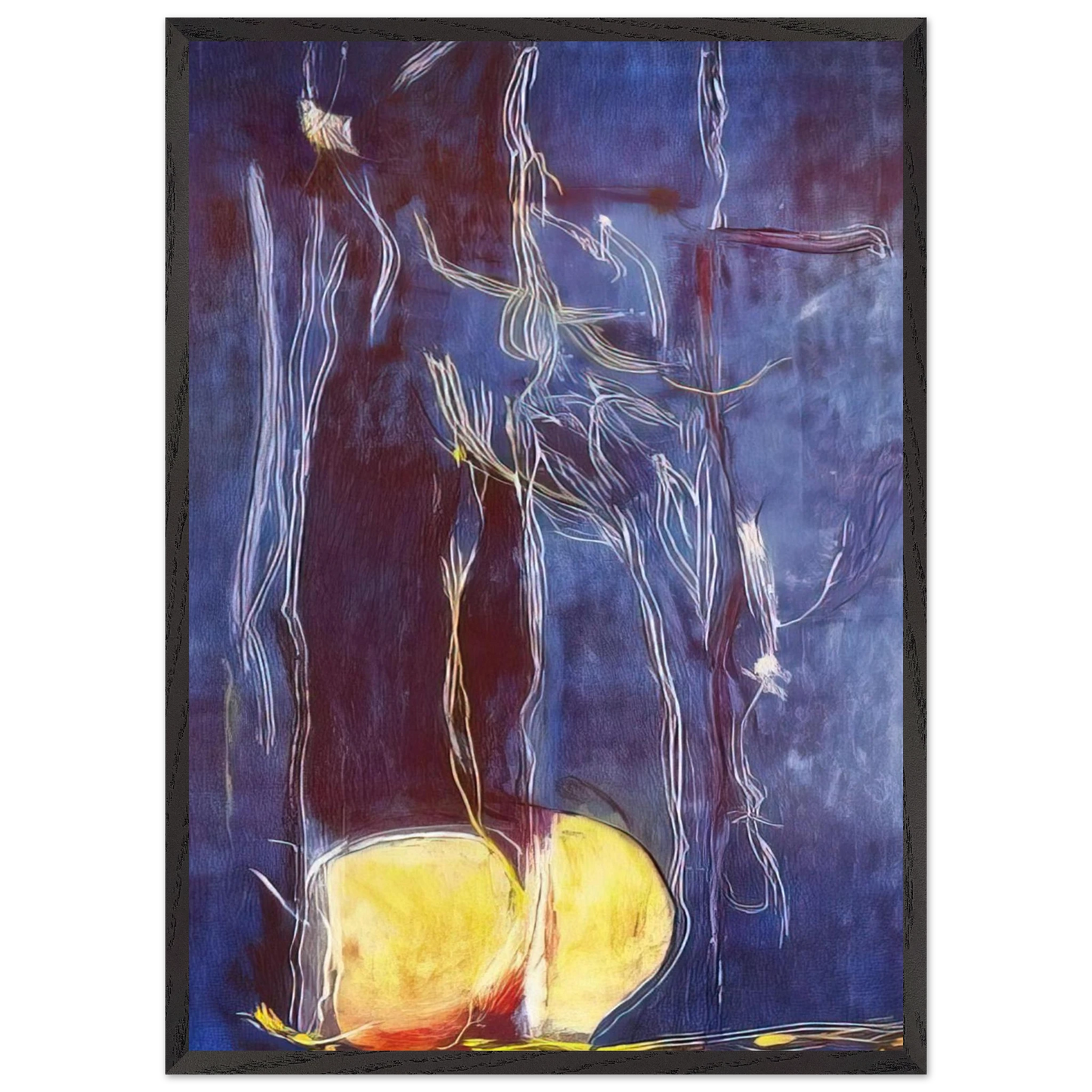 Helen Frankenthaler - All About Blue - 1994 Wall art - 21x29.7 cm / 8x12" - Premium Wooden Framed Poster With Fine Art Paper - Black frame