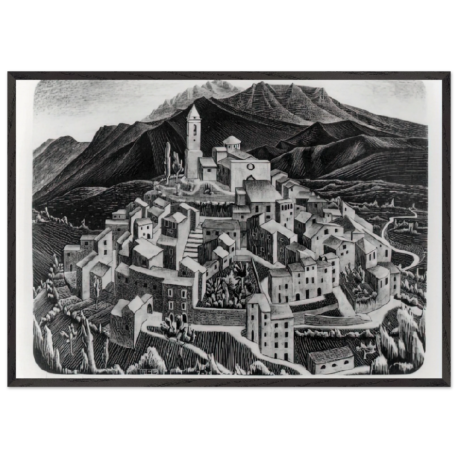 ESCHER 11 - MC Escher Framed Art Print – Black Wooden Frame - Default Title - -Framed Art Print