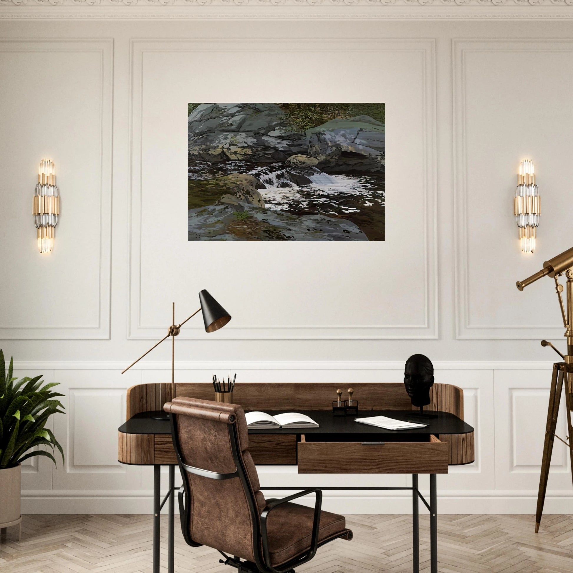 Cascade - 1974 - Neil Welliver Brushed Aluminum Print - 70x100 cm / 28x40 inches | Neil Welliver Aluminum Print | Neil Welliver Prints