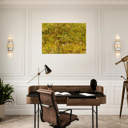 A Field of Yellow Flowers - Vincent van Gogh Brushed Aluminum Print - 70x100 cm / 28x40 inches | Vincent van Gogh Aluminum Print | Vincent van Gogh Prints