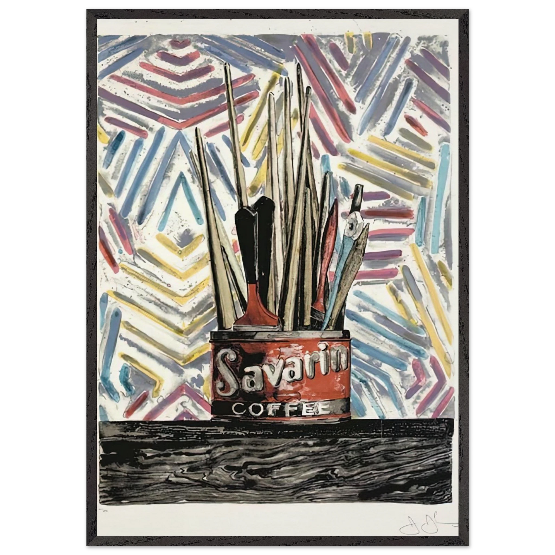 SAVARIN ULAE 183 - Jasper Johns Framed Art Print – Black Wooden Frame - Default Title - -Framed Art Print