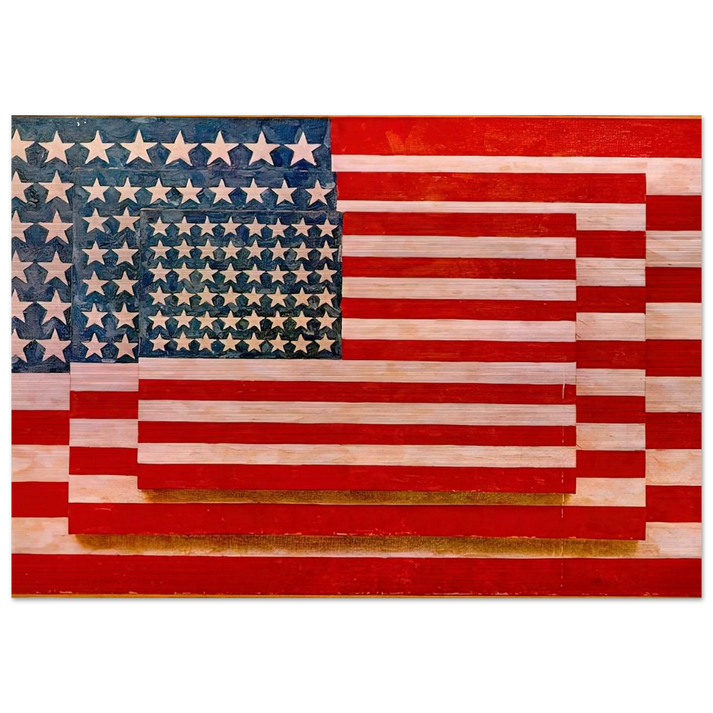 THREE FLAGS 1958 - Jasper Johns Brushed Aluminum Print - 70x100 cm / 28x40 inches | Jasper Johns Aluminum Print | Jasper Johns Prints