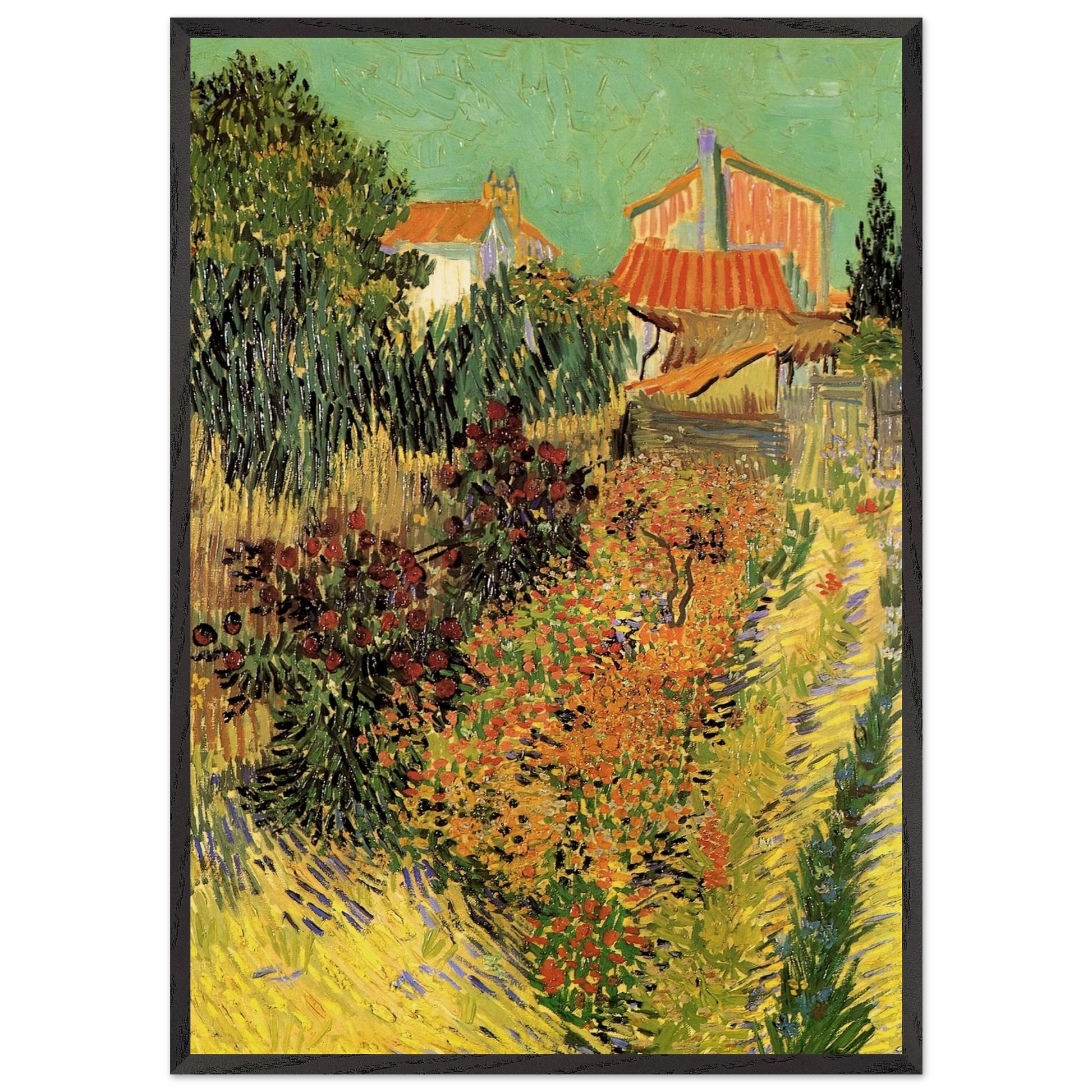 Garden Behind a House - Vincent van Gogh Framed Art Print – Black Wooden Frame - Default Title - -Framed Art Print