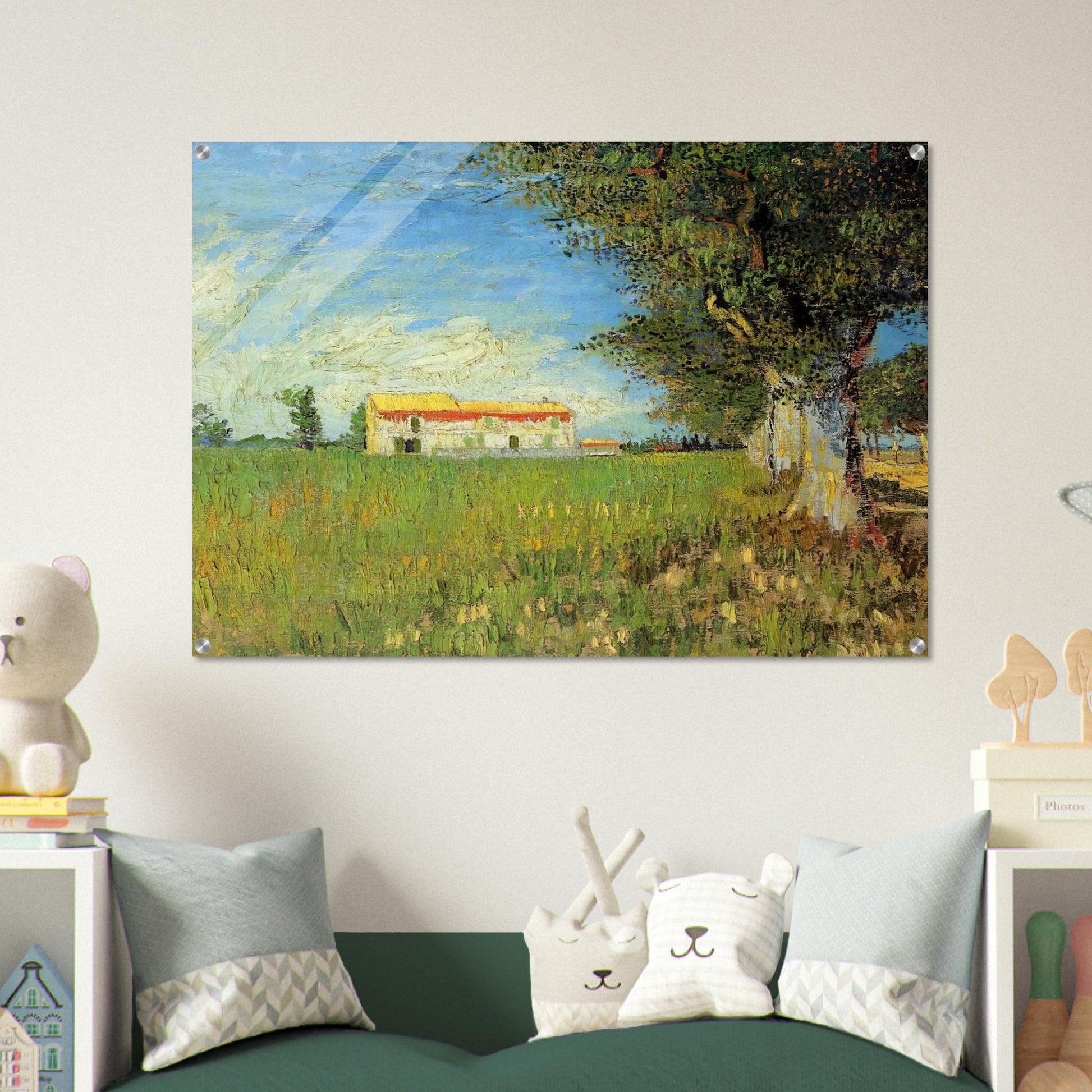 Farmhouse in a Wheat Field - Vincent van Gogh Acrylic Print - 70x100 cm / 28x40″ inches