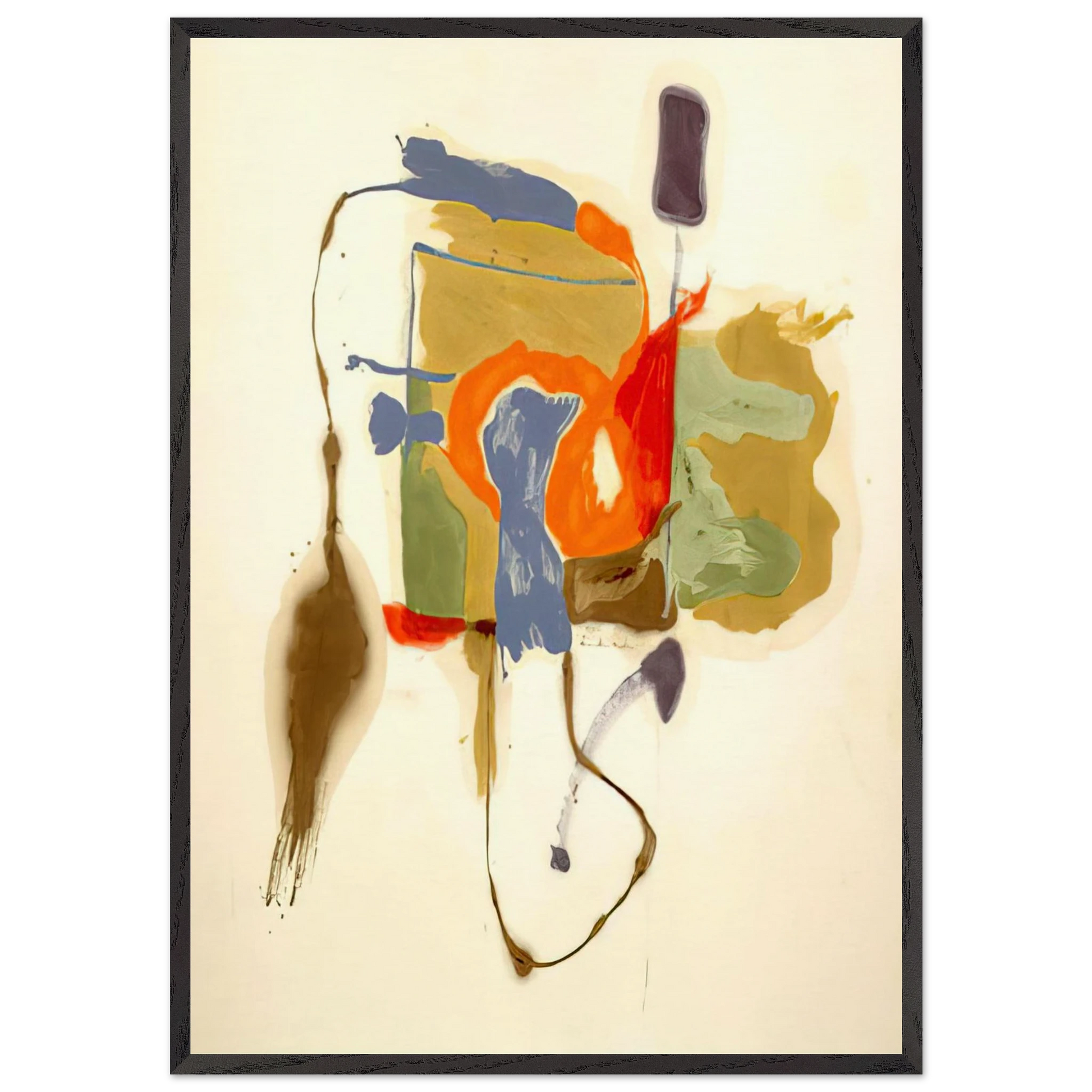 Blue Form in a Scene - 1961 - Helen Frankenthaler Framed Art Print – Black Wooden Frame - Default Title - -Framed Art Print