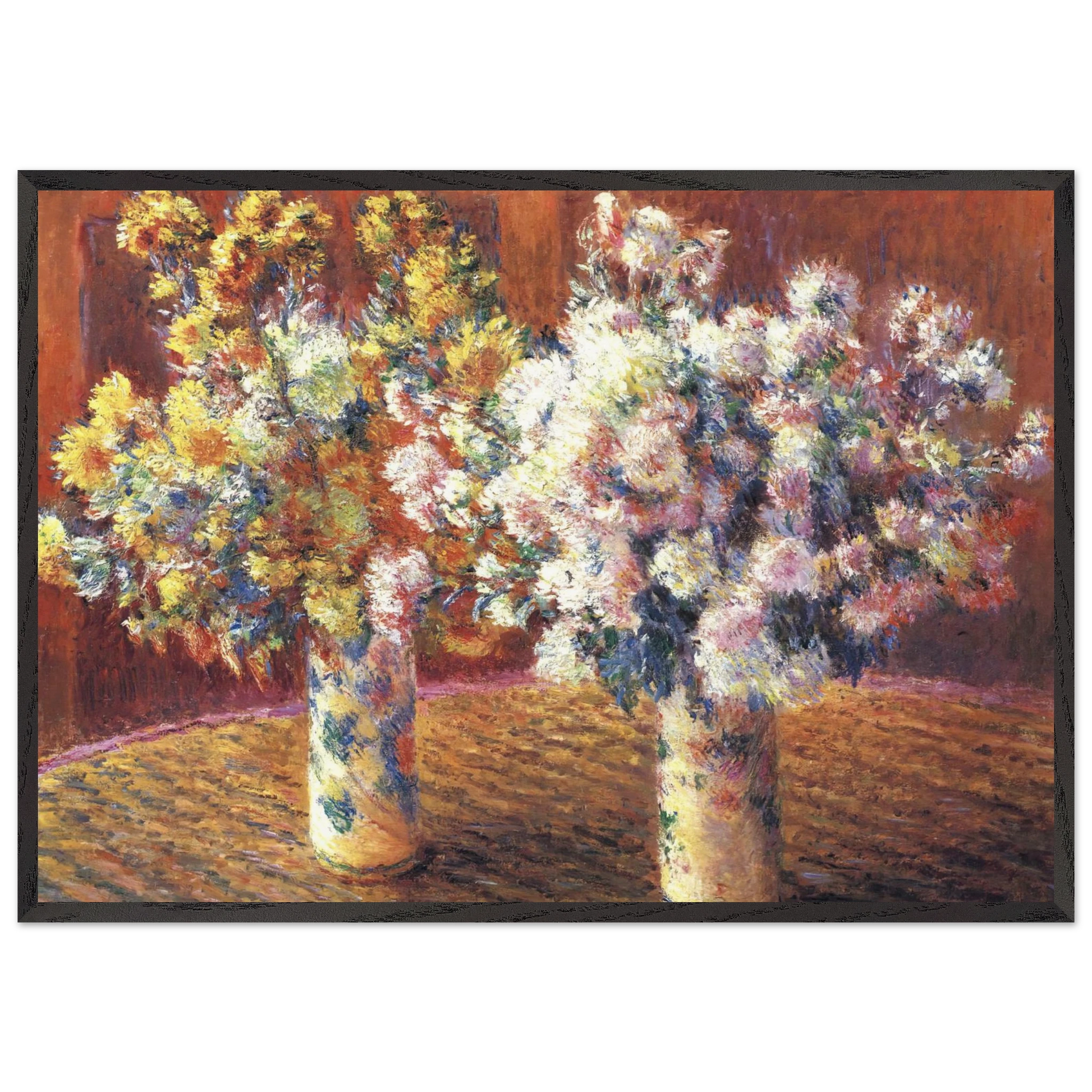 Two Vases with Chrysanthems - claude monet Framed Art Print – Black Wooden Frame - Default Title - -Framed Art Print