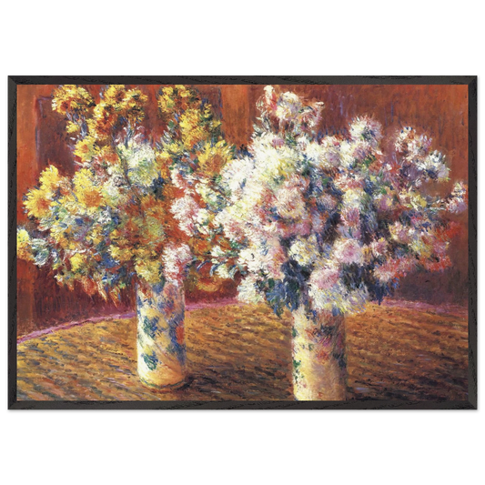 Two Vases with Chrysanthems - claude monet Framed Art Print – Black Wooden Frame - Default Title - -Framed Art Print