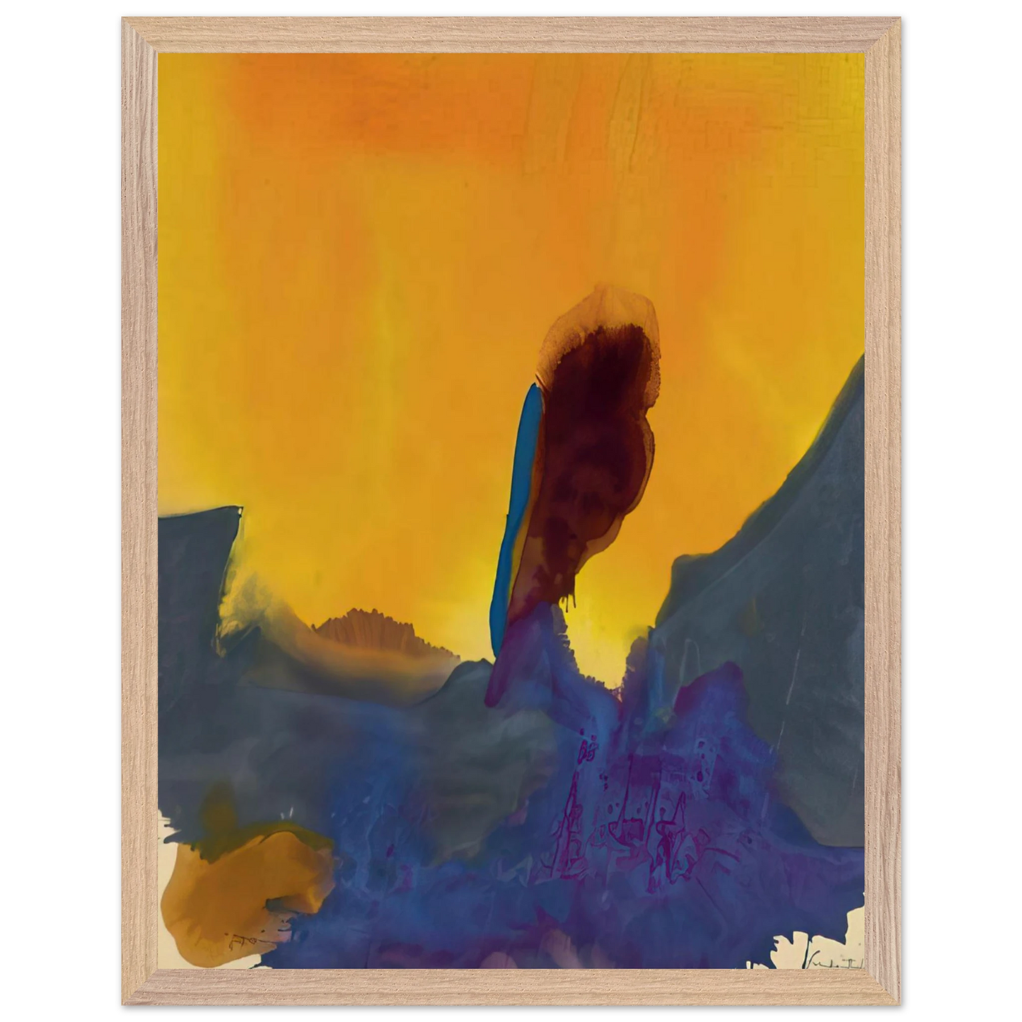 Helen Frankenthaler - Glow II - 1968 Wall art - 13x18 cm / 5x7 inches - Premium Wooden Framed Poster With Fine Art Paper - White frame