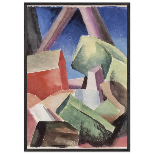 HOUSE IN CUBIST LANDSCAPE 1920 - Thomas Hart Benton Framed Art Print – Black Wooden Frame - Default Title - -Framed Art Print