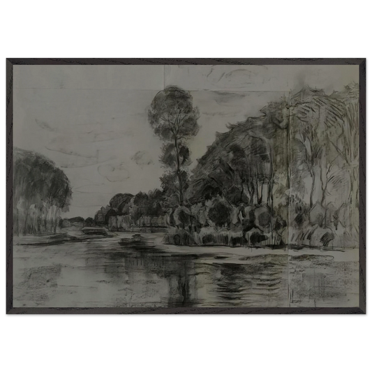 Lonely tree at the Gein - Piet Mondrian 70x100 cm / 28x40 inches Framed Art Print – Black Wooden Frame