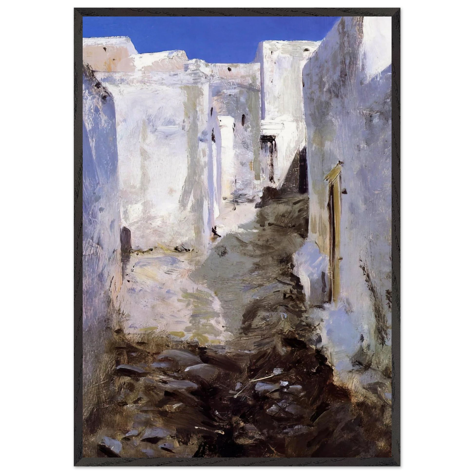 A Street in Algiers - John Singer Sargent Framed Art Print – Black Wooden Frame - Default Title - -Framed Art Print