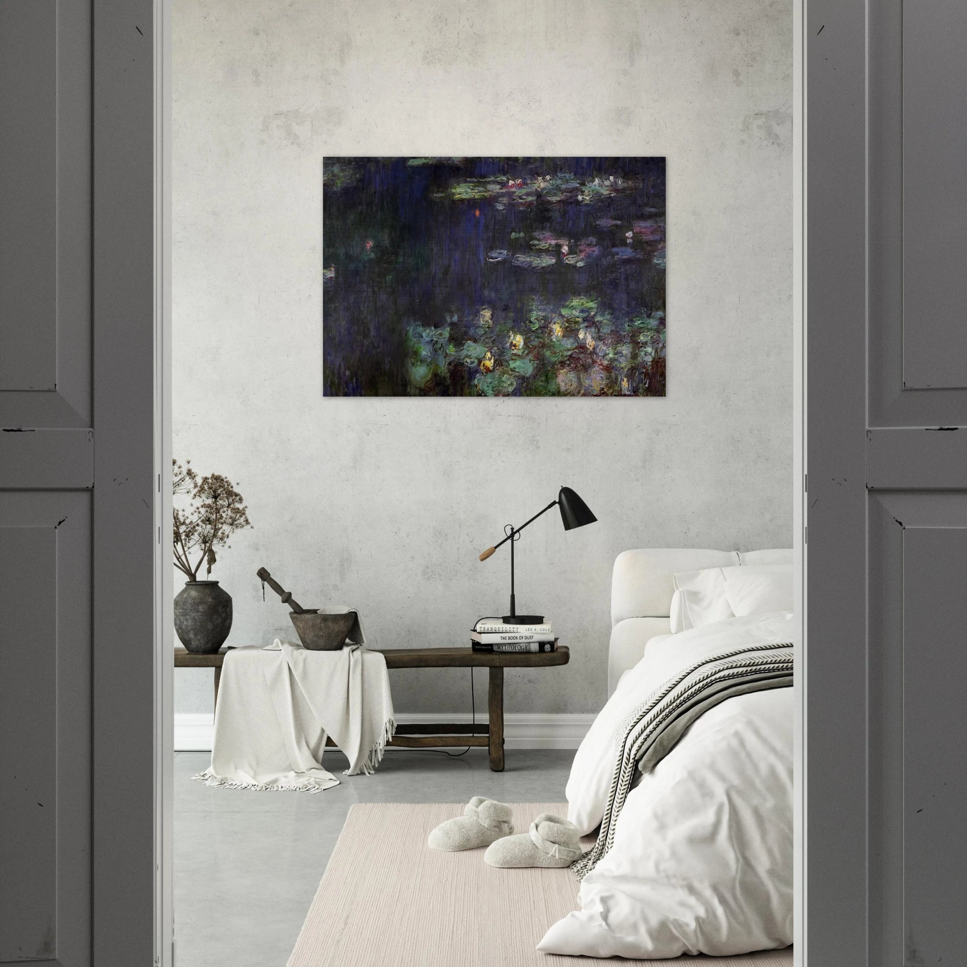 Water Lilies, Green Reflection right half - claude monet Brushed Aluminum Print - 70x100 cm / 28x40 inches | claude monet Aluminum Print | claude monet Prints