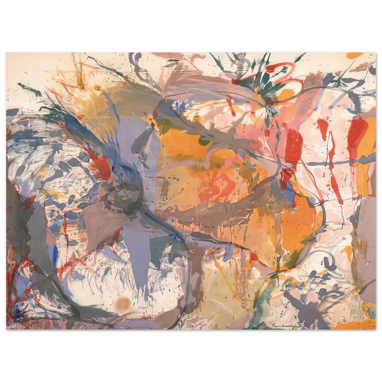 Helen Frankenthaler - Before the Caves, 1958- Wall Art - 21x29.7 cm / 8x12" - Premium Wooden Framed Poster With Fine Art Paper - Black frame