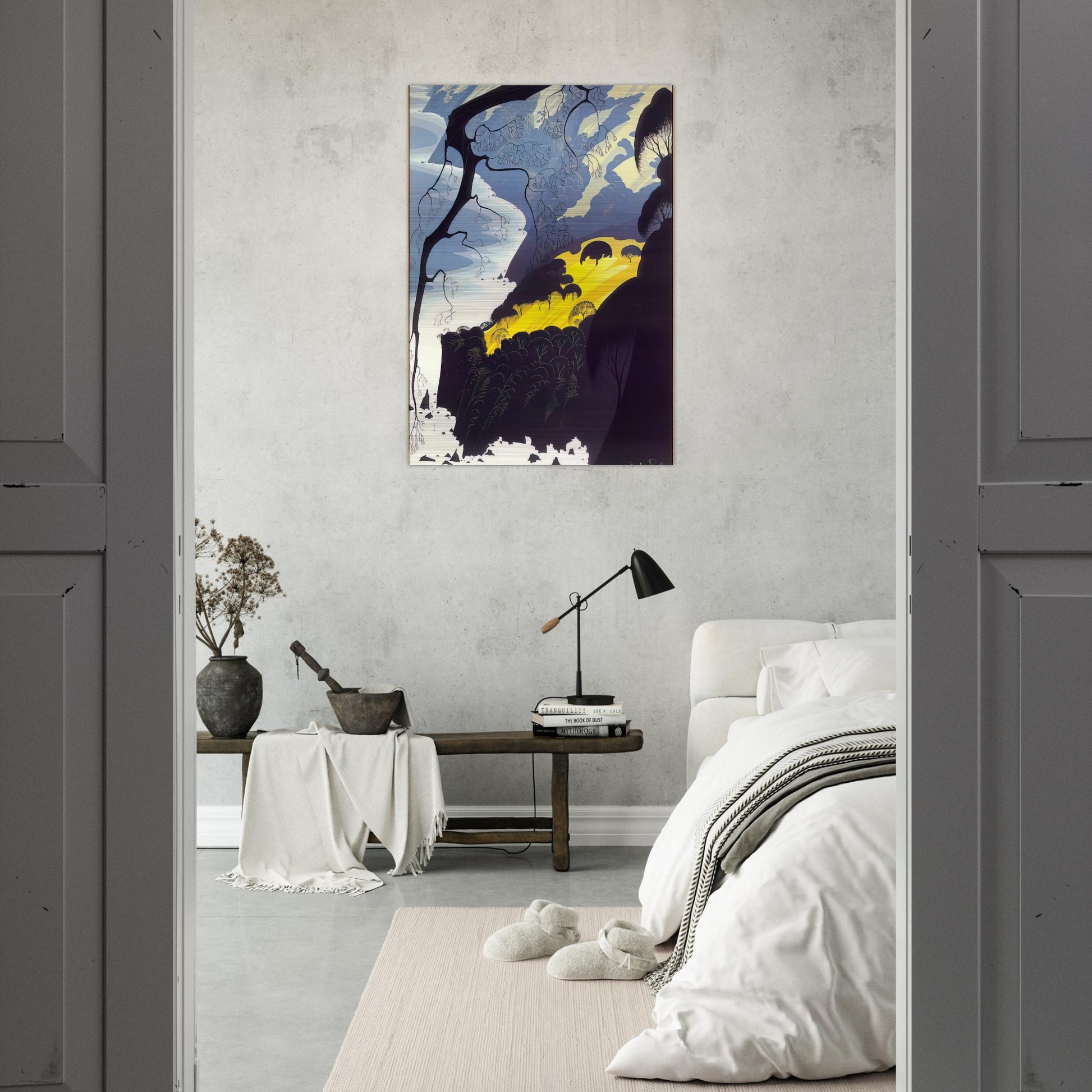 Carmel Highlands - Eyvind Earle Brushed Aluminum Print - 70x100 cm / 28x40 inches | Eyvind Earle Aluminum Print | Eyvind Earle Prints