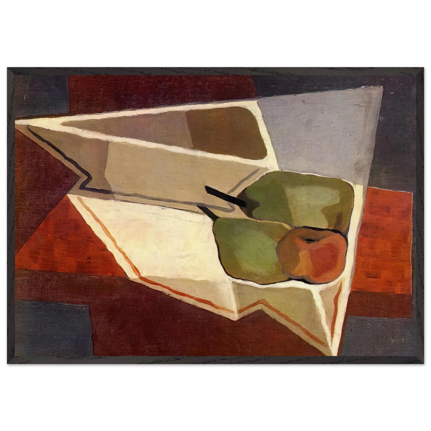 FRUIT WITH BOWL 1926 - Juan Gris Framed Art Print – Black Wooden Frame - Default Title - -Framed Art Print