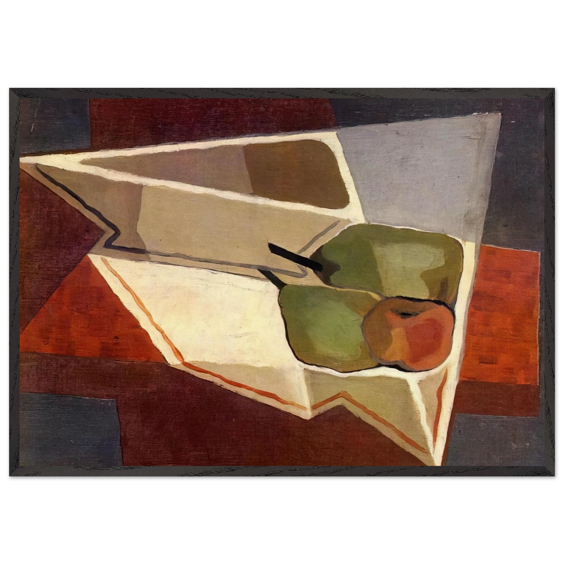 FRUIT WITH BOWL 1926 - Juan Gris Framed Art Print – Black Wooden Frame - Default Title - -Framed Art Print