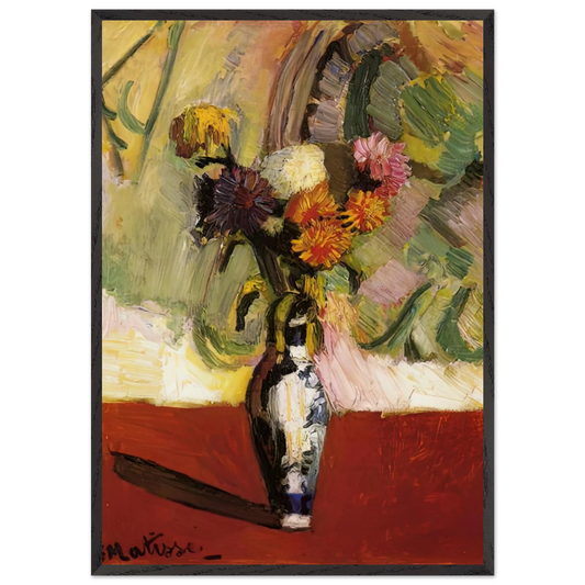 CHRYSANTHEMUMS IN A CHINESE VASE 1902 - Henri Matisse 70x100 cm / 28x40 inches Framed Art Print – Black Wooden Frame
