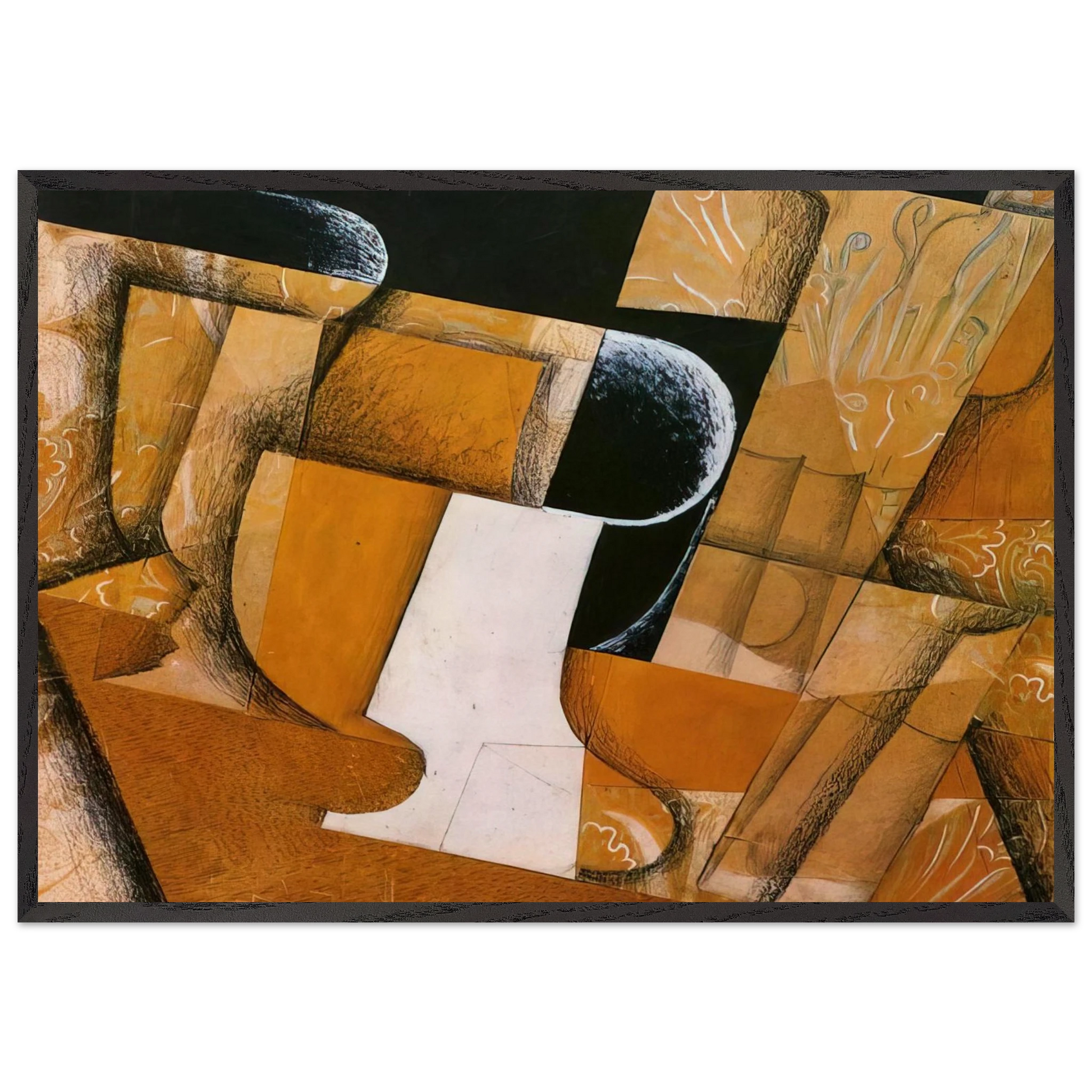 THE GLASS THE FRUIT BOWL 1914 - Juan Gris Framed Art Print – Black Wooden Frame - Default Title - -Framed Art Print