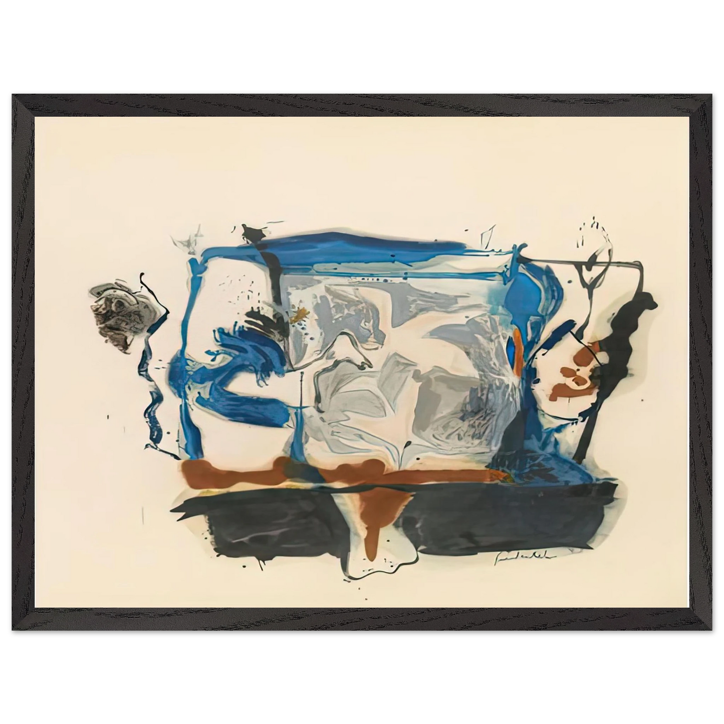Helen Frankenthaler - Swan Lake II, 1961- Wall Art - 60x80 cm / 24x32 inches - Premium Wooden Framed Poster With Fine Art Paper - White frame