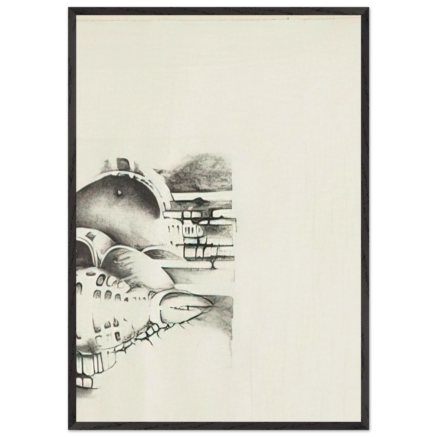 THIRTEENTH STONE 1970 - Lee Bontecou Framed Art Print – Black Wooden Frame - Default Title - -Framed Art Print
