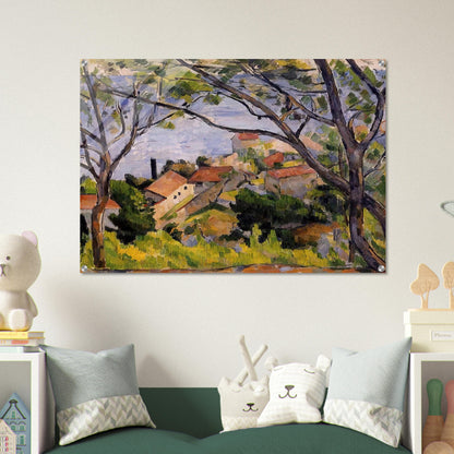L'Estaque. View through the Trees - Paul Cézanne Acrylic Print - 70x100 cm / 28x40″ inches | Paul Cézanne Wall Art | Paul Cézanne Prints