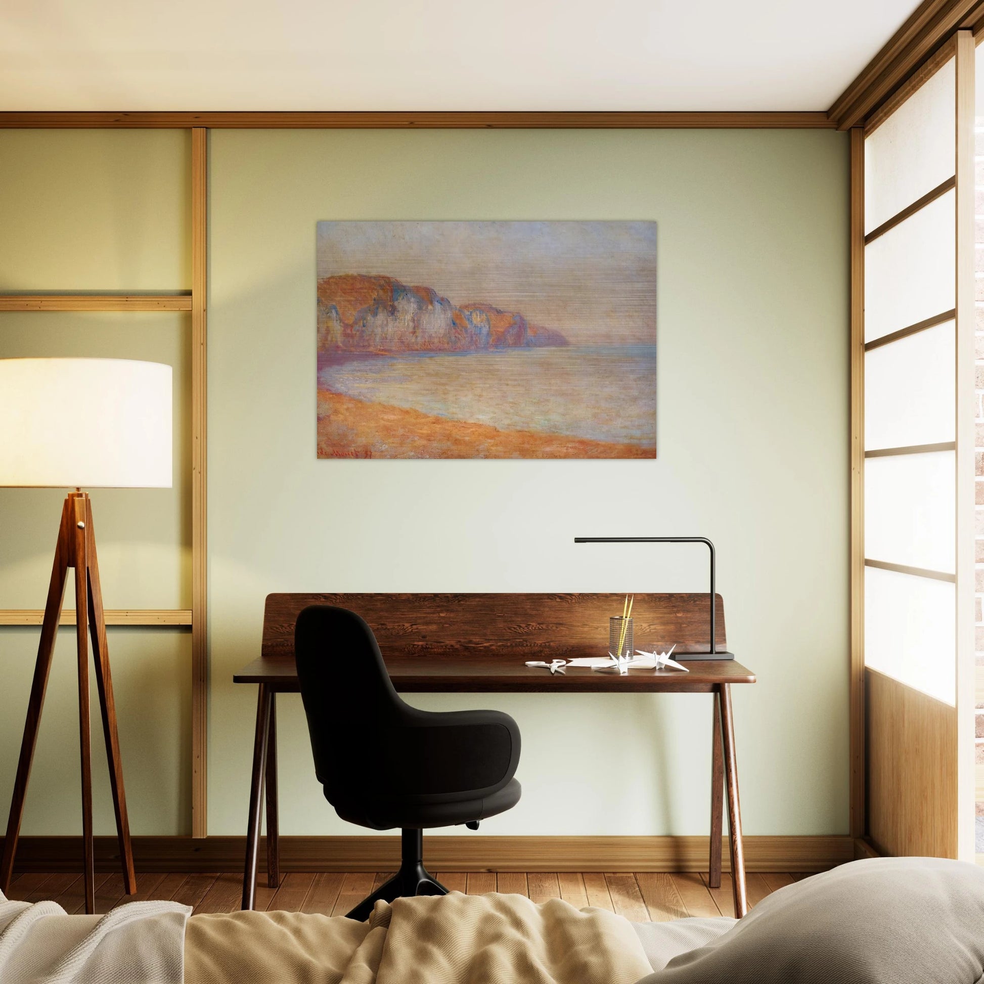 Cliff at Pourville in the Morning - claude monet Brushed Aluminum Print - 70x100 cm / 28x40 inches | claude monet Aluminum Print | claude monet Prints