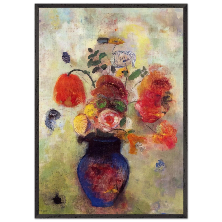BOUQUET OF FLOWERS 3 - Odilon Redon 70x100 cm / 28x40 inches Framed Art Print – Black Wooden Frame