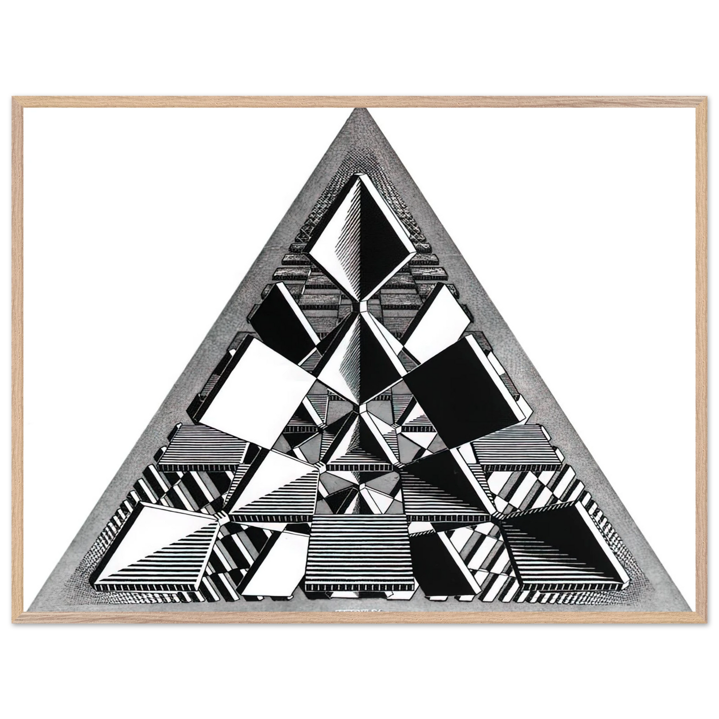 MC Escher - THREE INTERSECTING PLANES Wall Art - 30x40 cm / 12x16 inches - Premium Wooden Framed Poster With Fine Art Paper - Wood frame