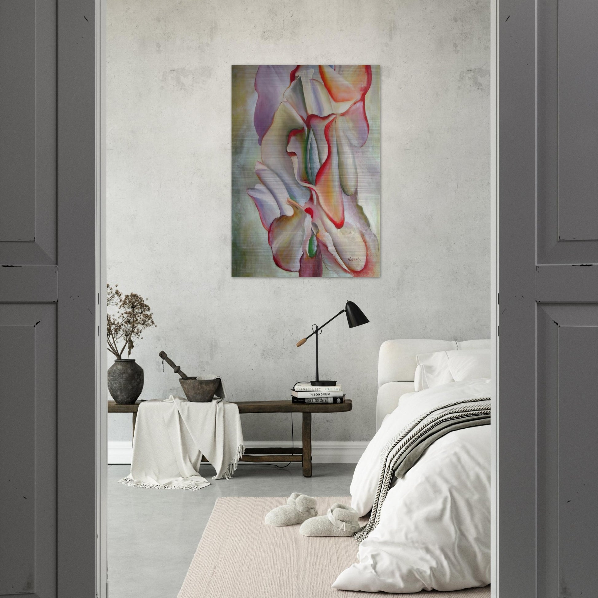 Pink Sweet Peas - Georgia O'Keeffe Brushed Aluminum Print - 70x100 cm / 28x40 inches | Georgia O'Keeffe Aluminum Print | Georgia O'Keeffe Prints