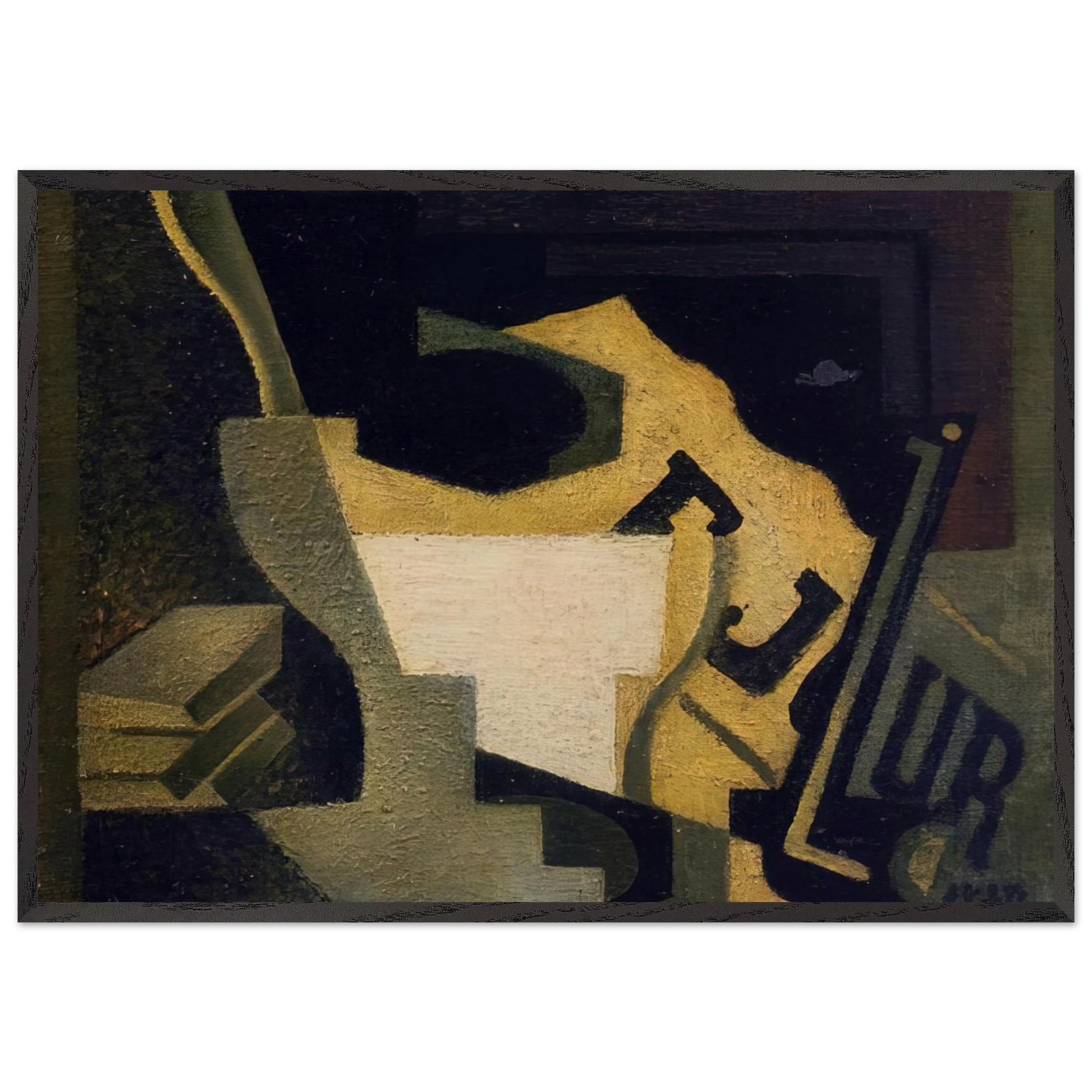 STILL LIFE WITH NEWSPAPER 1918 - Juan Gris Framed Art Print – Black Wooden Frame - Default Title - -Framed Art Print