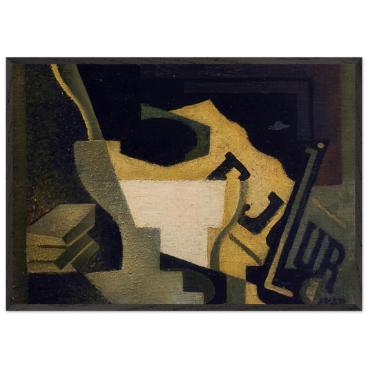 STILL LIFE WITH NEWSPAPER 1918 - Juan Gris Framed Art Print – Black Wooden Frame - Default Title - -Framed Art Print