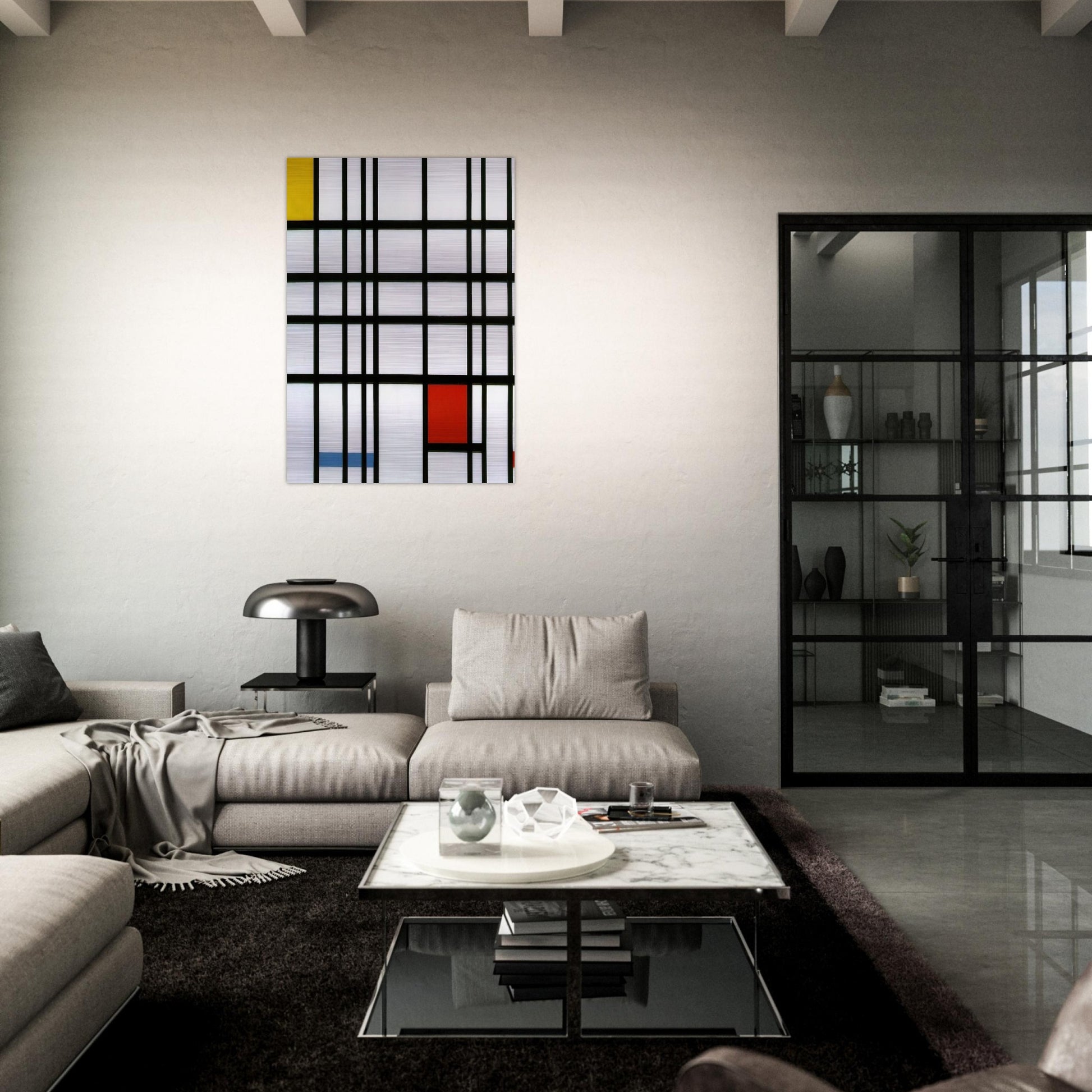Composition with Red, Yellow and Blue - Piet Mondrian Brushed Aluminum Print - 70x100 cm / 28x40 inches | Piet Mondrian Aluminum Print | Piet Mondrian Prints