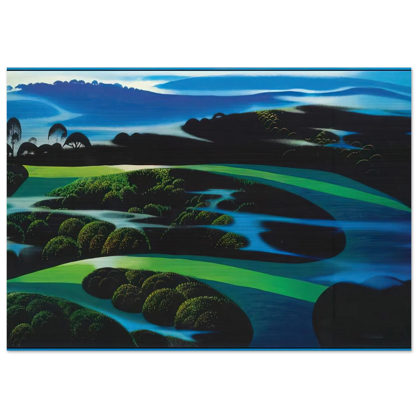 Summers Twilight - Eyvind Earle Brushed Aluminum Print - 70x100 cm / 28x40 inches | Eyvind Earle Aluminum Print | Eyvind Earle Prints