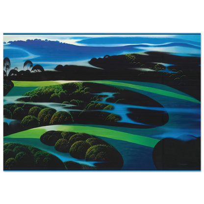 Summers Twilight - Eyvind Earle Brushed Aluminum Print - 70x100 cm / 28x40 inches | Eyvind Earle Aluminum Print | Eyvind Earle Prints
